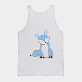 Blue brown fox watercolor animal art Tank Top